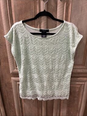 Verve Mint Crochet Lace Short Sleeve Tee